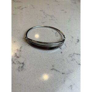 Lia Sophia Silver Tone Boho Hinged Feather Bracelet 6.55"